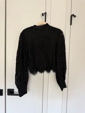 Vici Black Lace Long Sleeve Crop Blouse